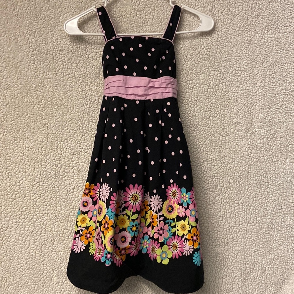 Beautiful flower sundress with pink polka dots